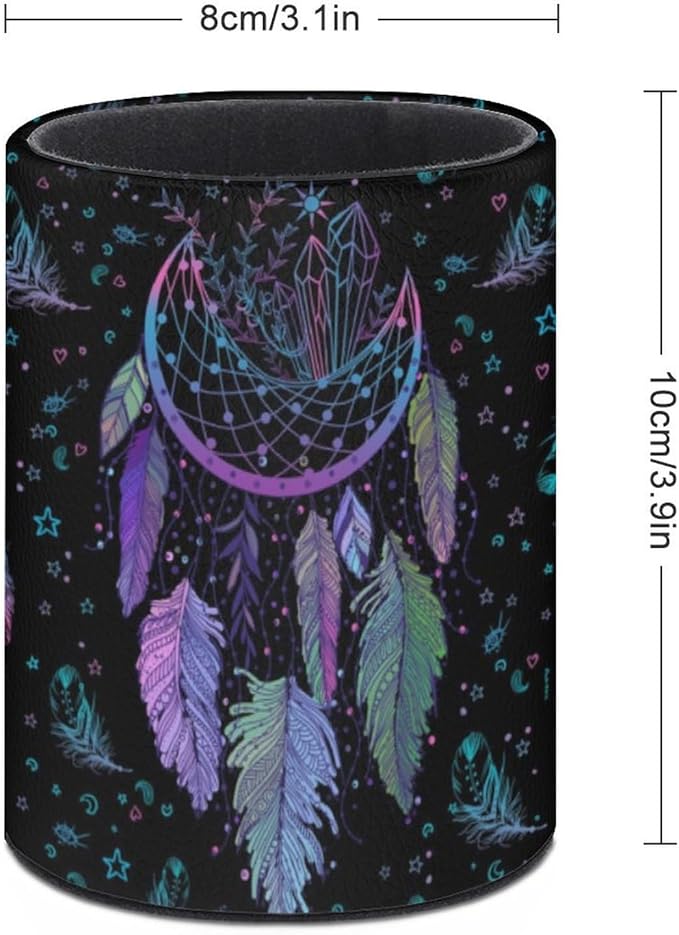 Dreamcatcher Pen Holder Pencil Organizer Cute Pencil Cup Desk Decor Makeup Brush Holder PU Multifunctional Office Suppliesfor Home Classroom School