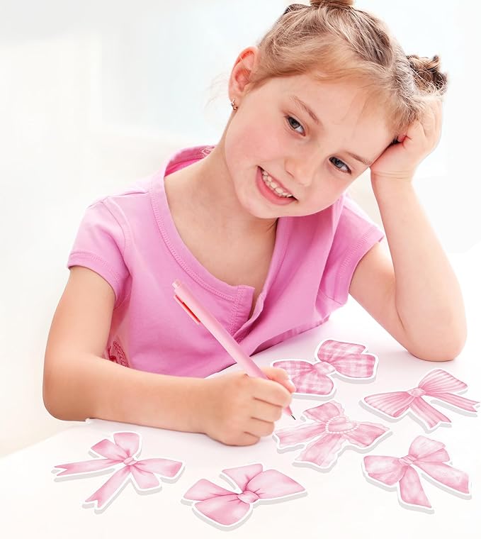 Bright Colors Sticky Notes - 72pcs Coquette Pink Bow Super Sticky Notes Pens Ribbons Set Strong Adhesive Self-Stick Sticking Power Memo Note Pads Page Markers Office Products School Supplies