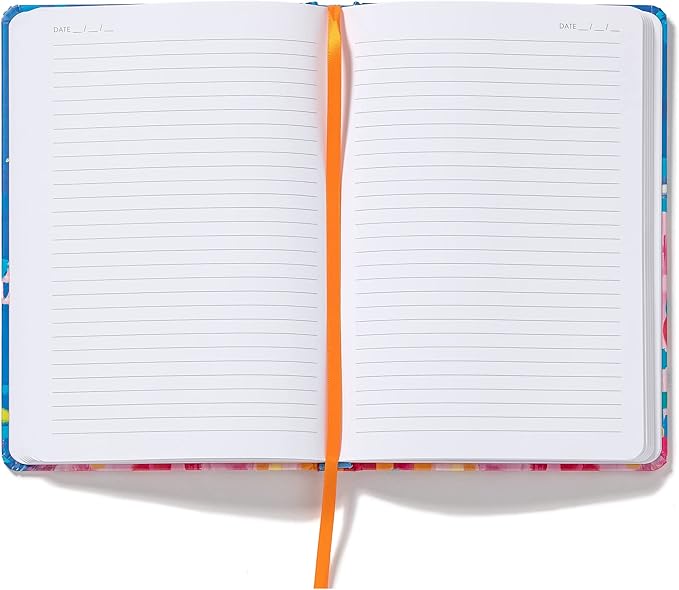 High Note Fresh & Colorful Non-Dated Journal Notebook, 6" x 8.5" Lined Softcover Notebook with Gold Foil Accents, 183 Pages, Elastic Band and Ribbon Bookmark