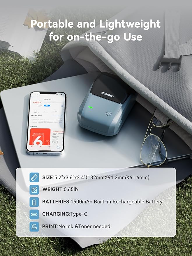 NIIMBOT B1 Label Maker Machine with 3 Tapes, 50x30mm/50x80mm/ 50x50mm Round Labels, Bluetooth Thermal Label Printer for Small Business,Office,Home,School (Blue, 1 Printer+3 Roll Label)