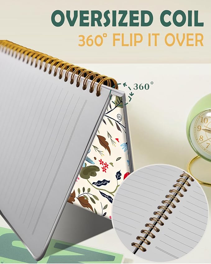 Ruled Spiral Writing Notebook,A5 Hardcover Lined College Journal for Women,Strong Twin-Wire Binding with Premium Paper,8.4" X 6",Perfect for School,Office,Home(Vintage Bird Butterfly)