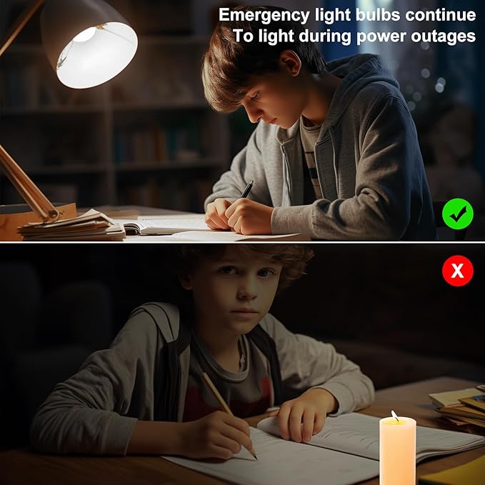 2 Pack Rechargeable Emergency Light Bulbs,Battery Operated Light Bulb for Power Outage Hurricane Camping 9W E27 3000K Warm 1200mAh Battery Backup Soft Light Bulbs for Lamps,Battery Led Bulb