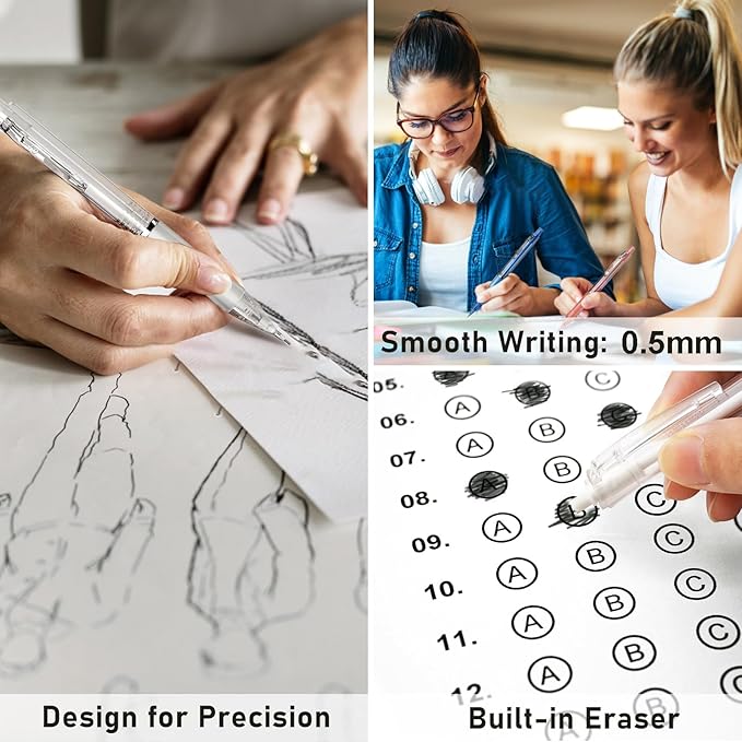 Four Candies Mechanical Pencil Set with Case, 3PCS Aesthetic Mechanical Pencils 0.5 mm with 360PCS HB Lead Refills, 12PCS Erasers, Cute Mechanical Pencils for Writing, Drawing and Sketching