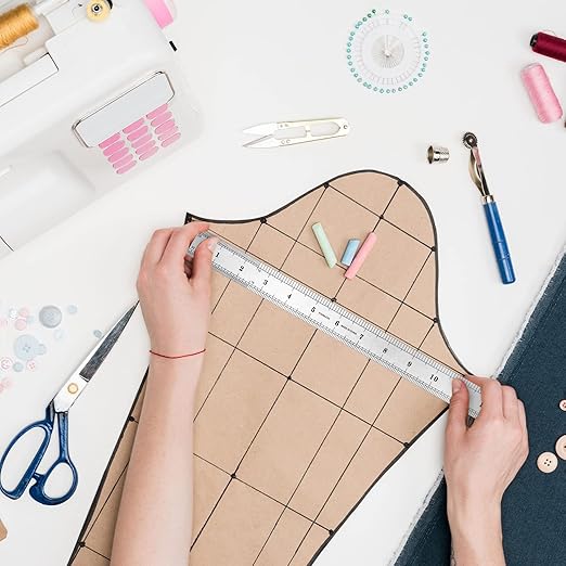 Macarrie 30-Piece Metal Ruler Set - 12 Inch Stainless Steel Rulers with Imperial & Metric Measurements, Etched Markers for School, Classroom, Home Office