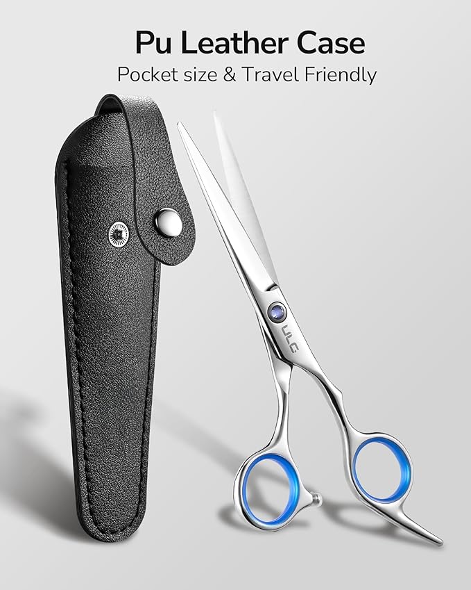 ULG Hair Cutting Scissors, Professional Hair Scissors 6.5 inch Right-Hand Razor Edge Barber Shears with Leather Case Salon Hair Cutting Shears Made of Japanese Stainless Steel, Hand Sharpened