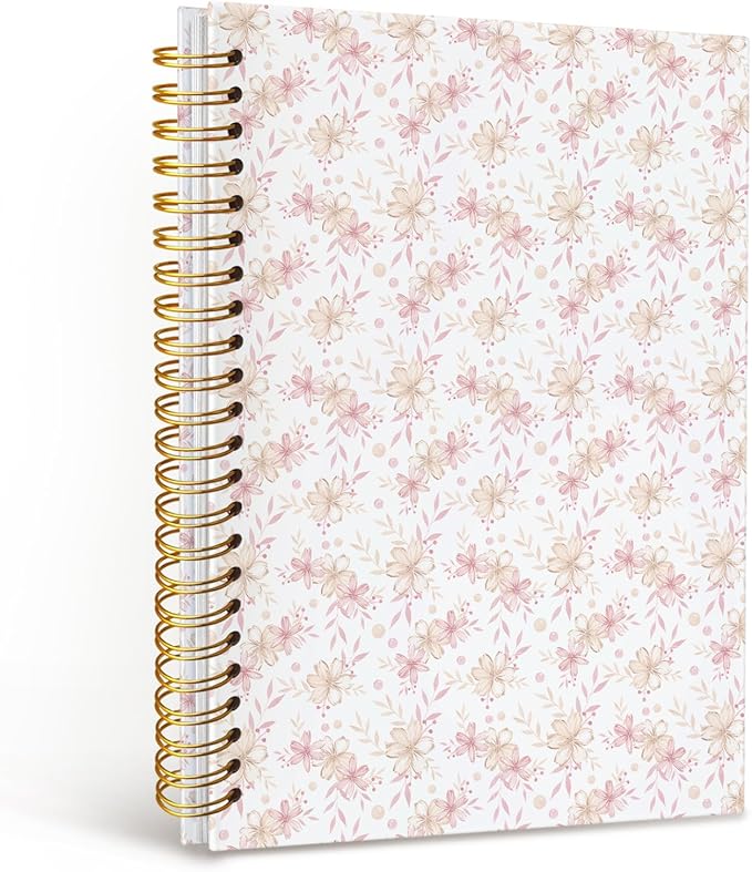MOFUYU Pastel Pink Cute Notebook for Girls, Pretty Notebook Gifts for Women,Coquette Pink Bow Floral Journal A5,Spiral Notepad for Daily Writing,Pretty Gift for Teen Girls or Students