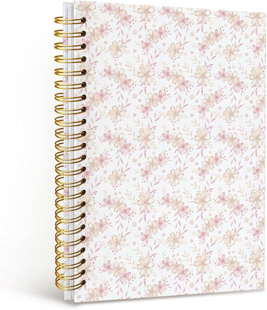 MOFUYU Pastel Pink Cute Notebook for Girls, Pretty Notebook Gifts for Women,Coquette Pink Bow Floral Journal A5,Spiral Notepad for Daily Writing,Pretty Gift for Teen Girls or Students