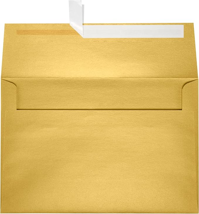LUXPaper A8 Invitation Envelopes | Peel & Press | 5 1/2" x 8 1/8" | Gold Metallic | 80lb. Text | 50 Qty