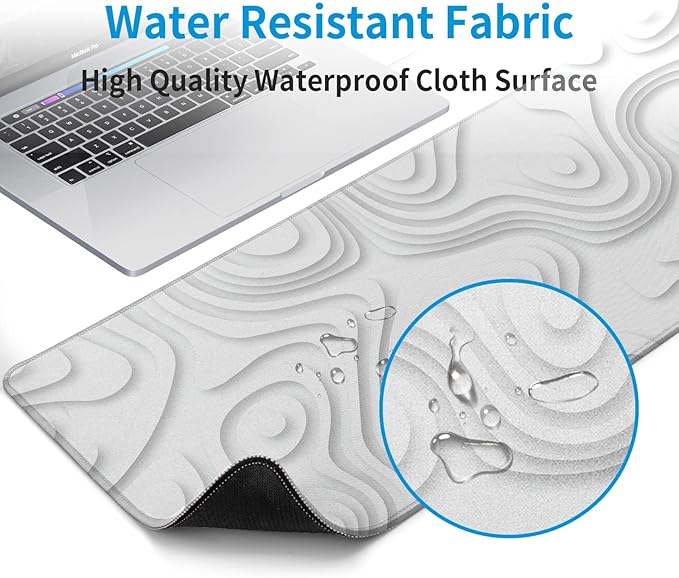 Solid Geometry Large Gaming Mouse Pad White Mouse Pad Gaming Big Desk Pad Desk Mat with Stitched Edge 31.5''x11.8'' Computer Mousepad Waterproof Desk Protector