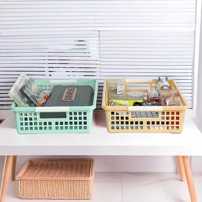 6 Pack Plastic Turn in Paper Trays for Classroom, Colorful Storage Bin Basket Organizers for School Supplies, Classroom Organization and Storage Tray Holds 4A Paper (Mixed Color)