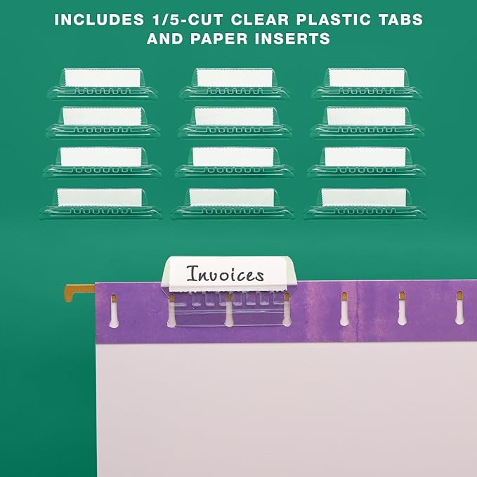 Global Printed Products Deluxe Designer Hanging File Folder Kit, Includes Metal Hanging Basket, 12 Hanging Folders, 24 File Folders, 1/3 Cut Tab, Assorted Positions, Letter Size (Watercolor Solid)