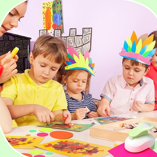 Chengu 6 Pcs Circle Punch Set 3in/2in/1.5in/1in/0.6in/0.3in Scrapbook Hole Punchers Crafting with 10 Sticker Paper Round Cutter Scrapbook for Office Supplies DIY Albums Photos