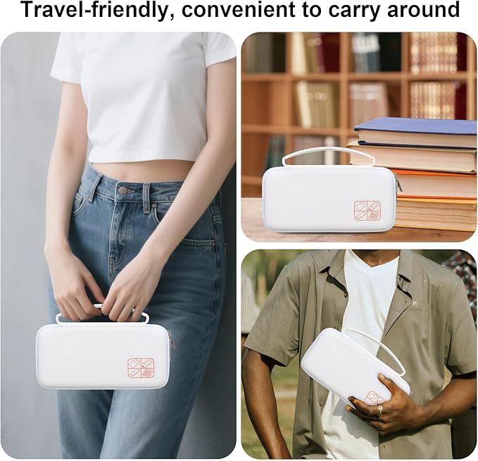 BOVKE Hard Travel Case for Texas Instruments TI-84 Plus CE/TI-84 Plus/TI-83 Plus CE/TI-83 Plus/Casio fx-9750GIII Graphing Calculator, Mesh Pocket for USB Cables, Manual, Pens, Accessories, White