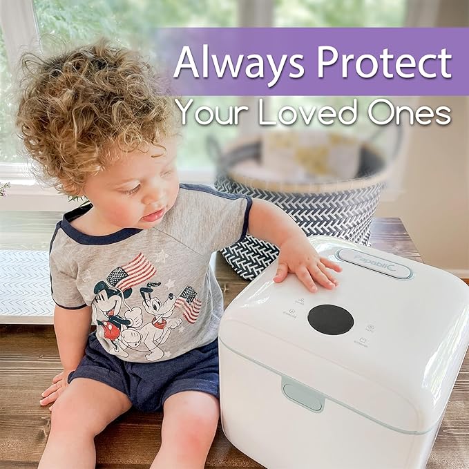 Papablic 4-in-1 UV Light Sanitizer and Dryer, Large Capacity UV-C Cleaner Sanitizing Box with Dual Lamps, for Baby & Whole Family Use, Touch Control