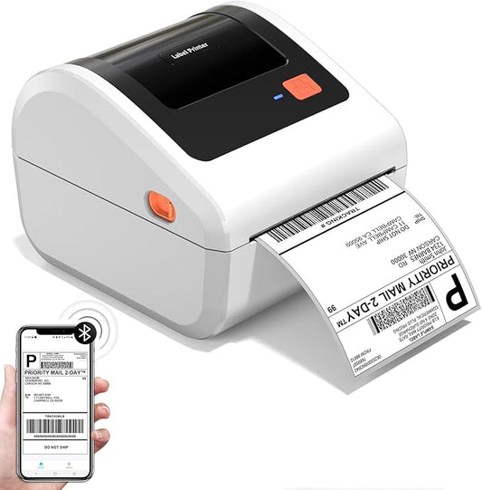 Bluetooth Thermal Shipping Label Printer - D450BT Thermal Label Printer 4x6 for Small Business & Shipping Packages, Compatible with iPhone, Android, iPad, Windows, macOS, USPS, Amazon, Tiktok