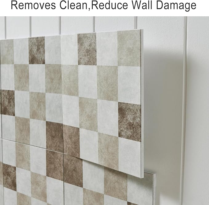 12-Pack Felt Wall Tiles, Large Bulletin Board with Safe Removable Adhesive Tapes, 11.8 x 11.8in Panels Alternative for Home Wall Decor, Checkered Pattern