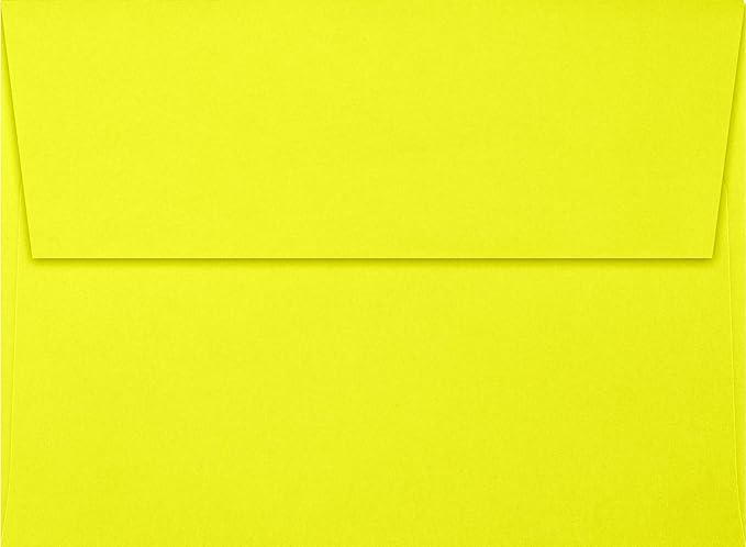 LUXPAPER A7 Invitation Envelopes for 5 x 7 Cards in 80 lb. Citrus, Printable Envelopes for Invitations, w/Peel and Press Seal, 250 Pack, Envelope Size 5 1/4 x 7 1/4 (Yellow-Green)