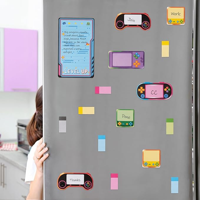 B1ykin Sticky Notes Set, Cartoon Video Game Theme Self-Stick Notes Pad Teacher Appreciation Gifts， Self-Adhesive Writing Memo Pages Sticky to Do Notepad for Employee School Office (Light Video Game)