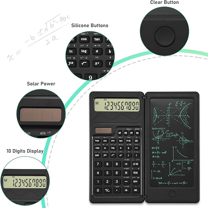 EooCoo Scientific Calculator with Notepad for Students, School Supplies 10-Digit Large Display, Math Classroom Must Haves for Primary School to College Student Use