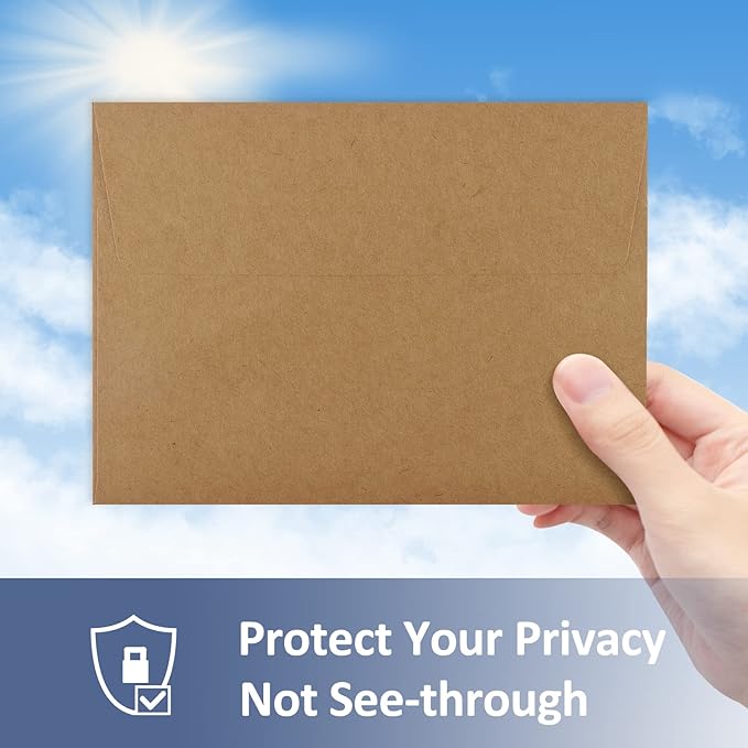 ValBox A1 Invitation Envelopes 100 Qty - 3.5 x 5" Brown Envelopes Self Seal for Invitations, Wedding, Baby Shower, Small Gift Cards, Thank You Notes, RSVP - 5.125 x 3.625 Inches