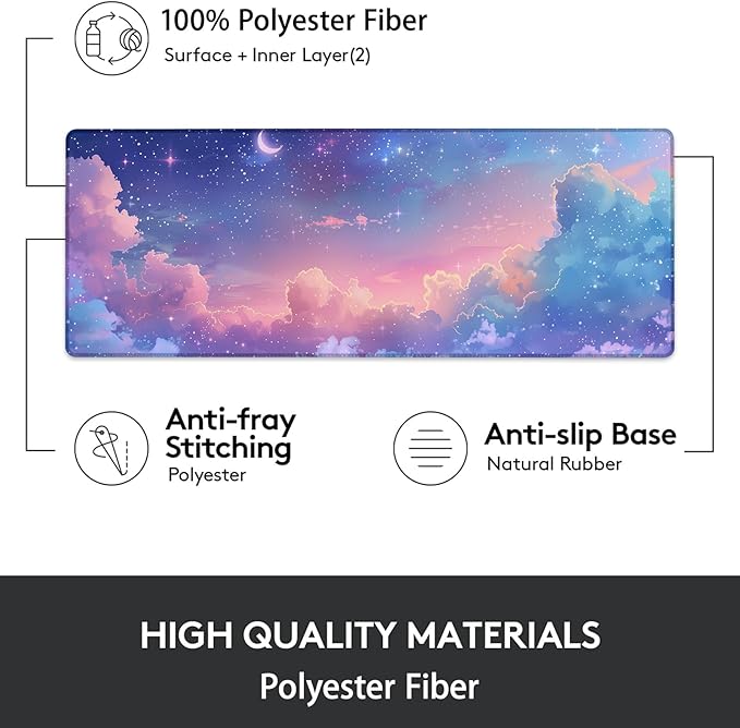 Gaming Mouse Pad, Starry Sky-Themed Mouse Pad, Desk Mat, Non-Slip Rubber Base MousePads for Computers Laptop Office School Home Accessories Decor 31.5" x 11.8"