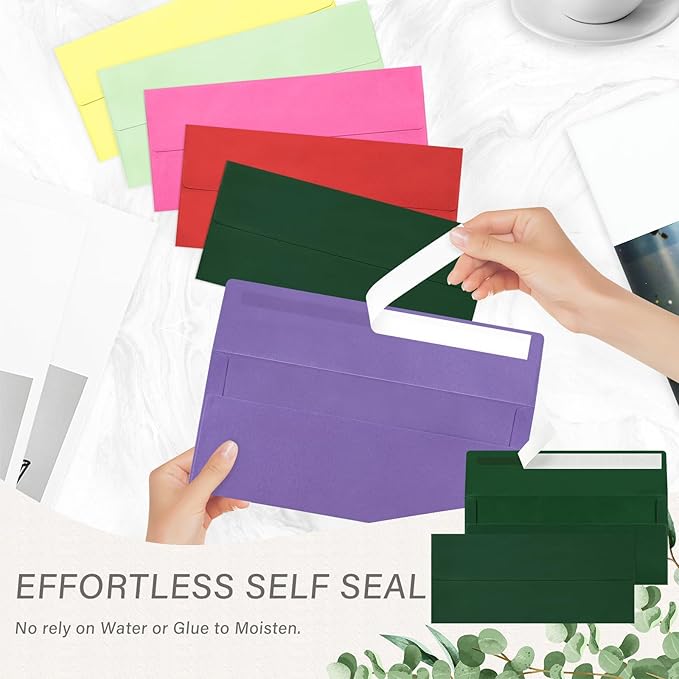 50 Pack #10 Business Envelopes, Self Seal Standard Christmas Dark Green Envelopes for Secure Business & Legal Mailing, Office, Checks, Letter, Invoices, 4 1/8 x 9 1/2 Inches