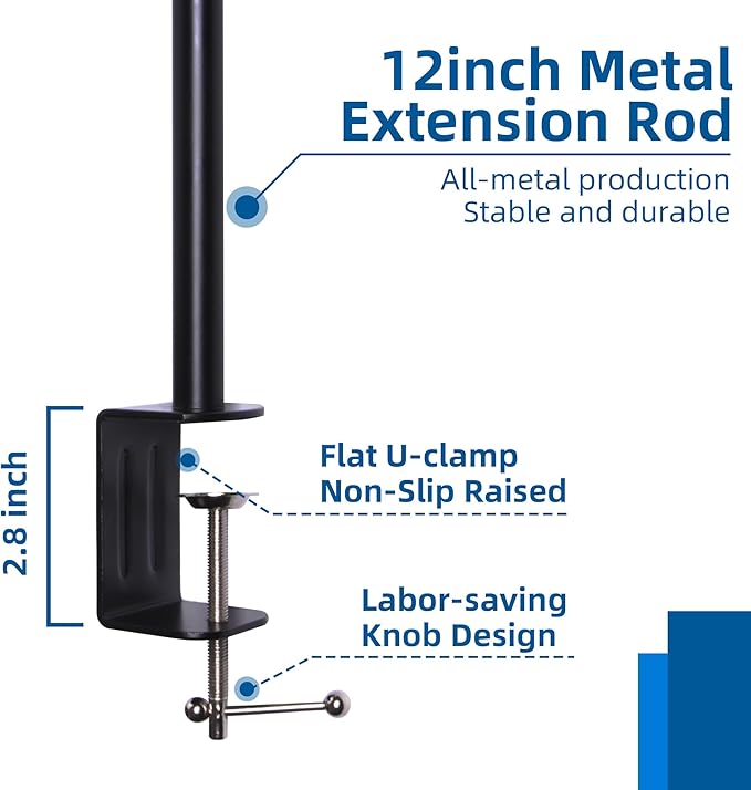 2 Pack Desk Lamp w/A19 E26 LED Bulb for Home Office Eye-Caring Metal Extra Tall Swing Arm High Intensity Clamp Flexible Gooseneck Side Table Working Reading Computer Workbench 3000K+ 5000K Light