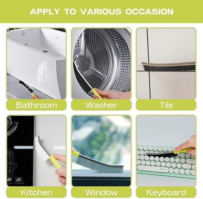 Crevice Cleaning Brush for Home Kitchen Bathroom, PBT Hard Bristle Crevice Brushes for Gaps, and Corners, Toilet, Sink, Window, and Household Cleaning (2Pcs Black+1White)