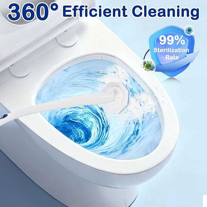 100 Count Disposable Toilet Wand Refills for Toilet Wand, 5X Cleaning Power Scrubber Refill, Replacement Heads for Toilet Cleaning, 360° Efficient Cleaning, No Falling Apart, Fresh Fragrance.