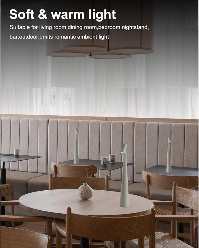 Cordless Small Table Lamps,3 Levels Brightness Portable Desk Lamp,Rechargeable Battery Lights for Outdoor, Restaurant, Bedside, Baby Night Light,Gifts (Grey)
