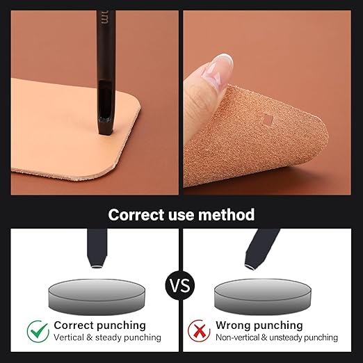 WUTA Square Leather Hole Punch,3PCS Steel Hollow Punch Tool Set for Belt,Watch Band,Leather Crafting (6mm+12mm+15mm)