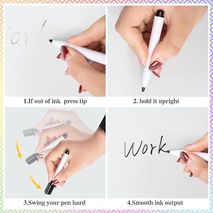 102 Pcs Magnetic Dry Erase Markers, Dry Erase Markers Fine Tip with Eraser Cap, White Board Markers Dry Erase for Whiteboard, Dry-Erase Boards, School, Office and Home (8 Colors)