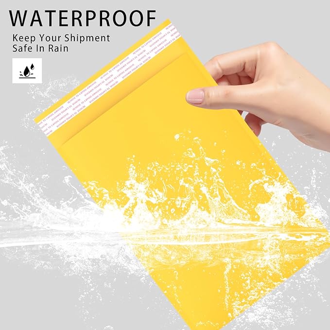 4x7 Inch Yellow Kraft Paper Bubble Mailers - Durable Bubble Cushioned Envelopes with Peel-and-Seal Adhesive, Lightweight Privacy Protection for Documents, Jewelry & Fragile Items (25 Pack)