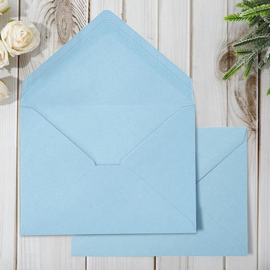 Whaline 50Pcs A7 Summer Invitation Envelopes Set Baby Blue Greeting Card Envelopes V-Flap Gift Card Sleeves for Mailing Envelope Sending Card, 7.3x5.3 Inch