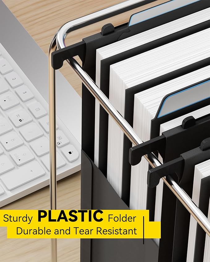 Ansook Plastic Large Capacity Hanging File Folders Letter Size,Heavy Duty 4" Expandable File Folder with Movable Dividers,6 Pack File Cabinet Folders with Tabs,Hanging Folder Organizer for Home Office