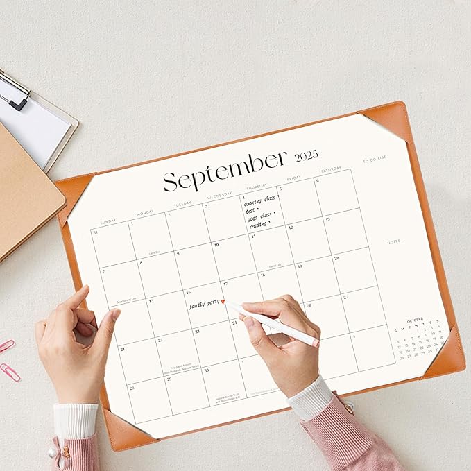Desk Calendar 2025-2026 with Desk Mat – 22" x 17" Large Desk Pad Calendar Runs From July 2025 to December 2026, Office Supplies Desktop Monthly Calendar for Home, Office
