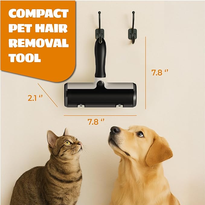 Tailio Pet Hair Remover and Reusable Lint Roller - Cat and Dog Hair Remover for Couch, Furniture, Carpet, Clothing and Bedding - Portable, Multi-Surface Fur Removal Tool (Gray)