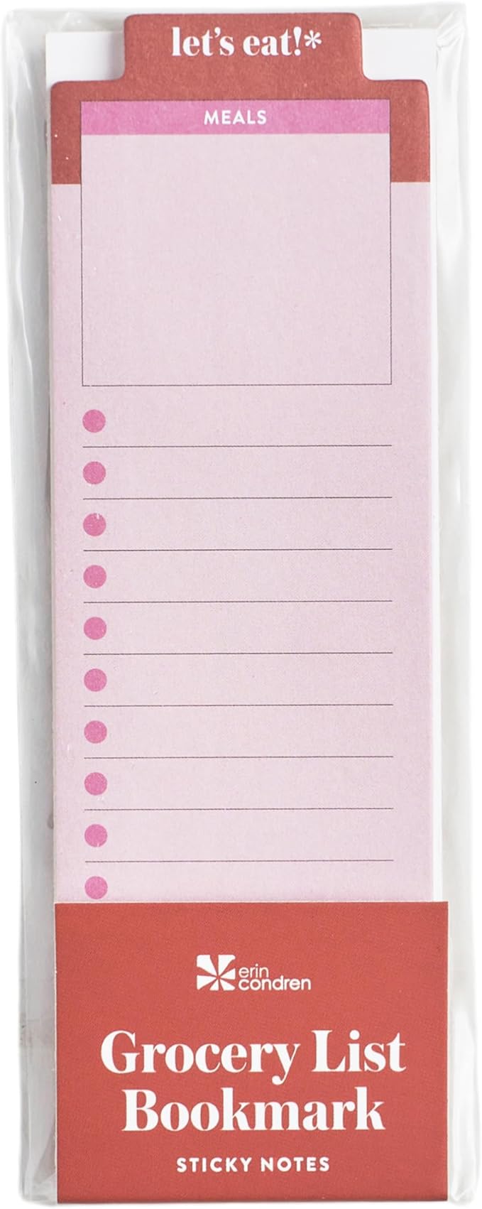 Erin Condren Grocery List Bookmark Sticky Notes, Multifunctional Sticky Notepad and Bookmark for Grocery Lists and Meal Prep, Use as Tab or Bookmark in Notebooks, Planners, Journals