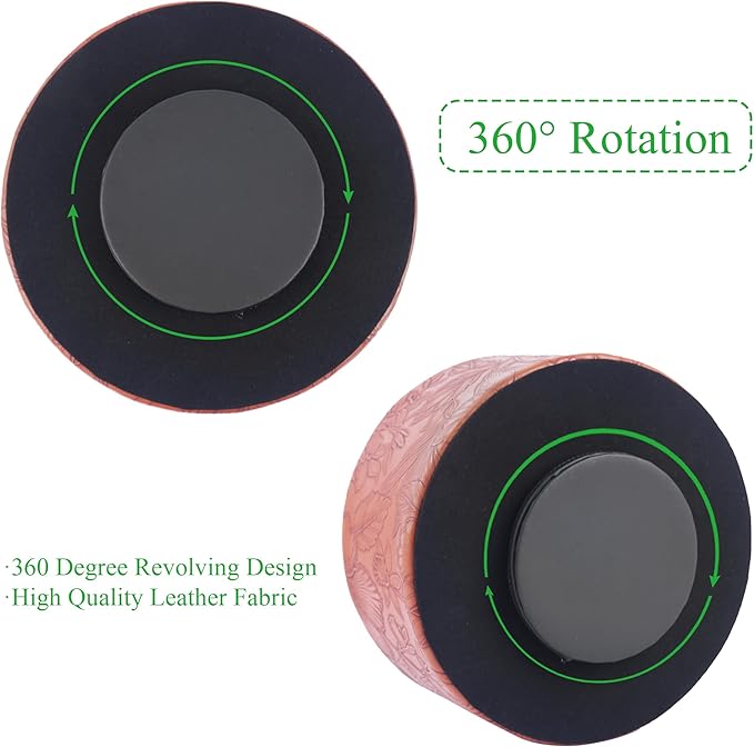 Hennaja Remote Control Holder, 360°Spinning PU Leather Desk TV Remote Caddy,Desk Storage Box Room Accessories for Controller, Media,Mail,Calculator, Mobile Phone,Pencil(1-Carved Brown)