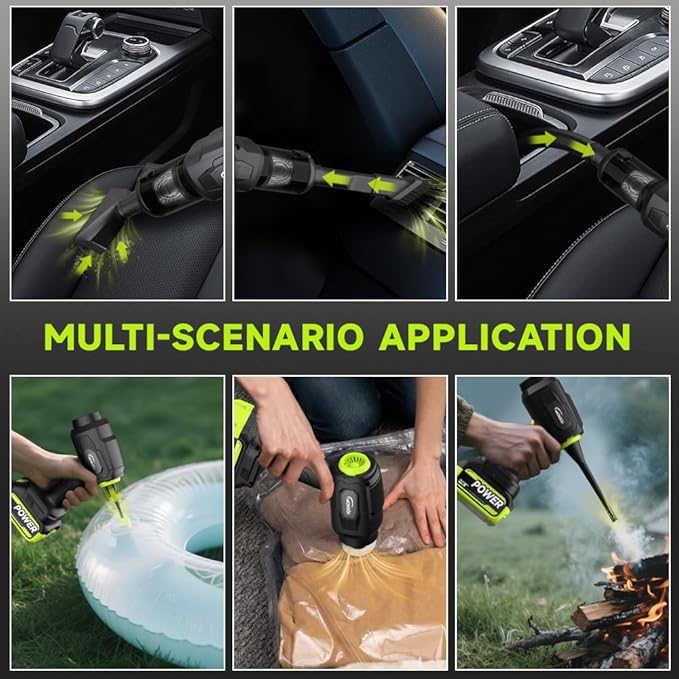 WOKEGI Handheld Car Vacuum Cordless, Portable Cars Vacuum Cleaner with 40000Pa High Power & Suction, Powerful 4-in-1 Hand Held Air Duster Fast Cleaning for Car,Home,Office,Pet Hair (Green)