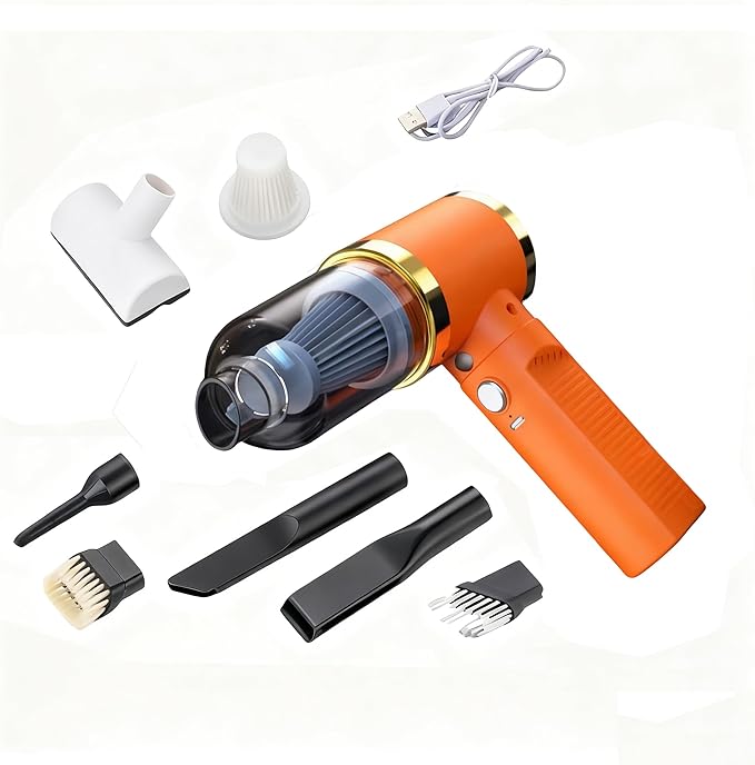 BGGJJ Car Vacuum Portable Cordless,Car Vacuum Cleaner high Power, Home Handheld Vacuum 30Mins with Battery,Orange Portable Vacuum Cordless 5000mAh,15000Pa Strong Suction.(Orange)