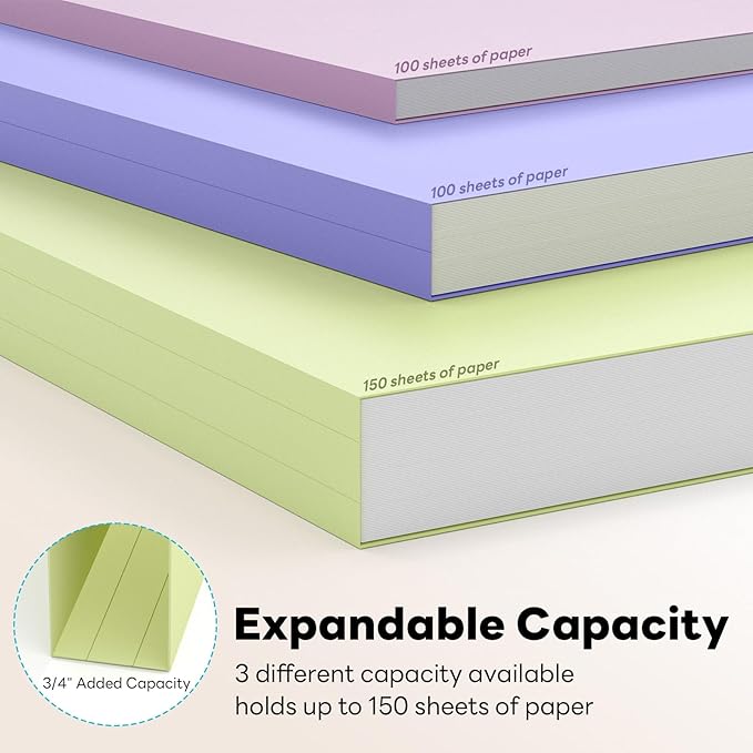 Piasoenc Color File Folders Set of 90, 1/3 Cut Tab, Letter Size Folder for 8.5 x 11 Documents Files, Assorted 6 Colors Filing for Office School Business