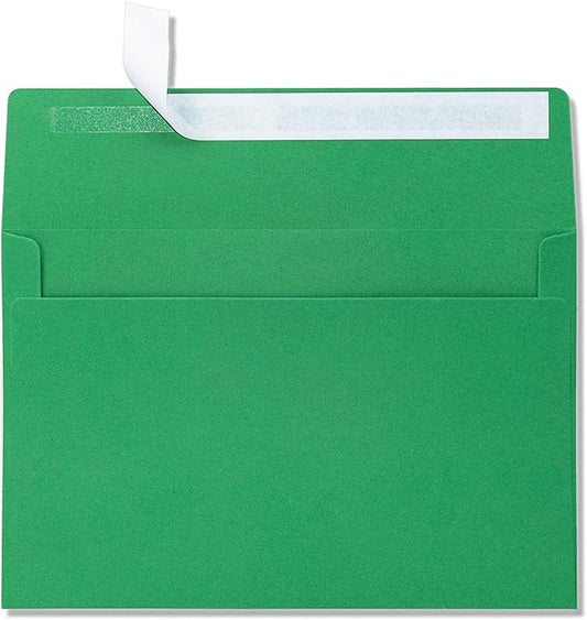 50 Pack A9 Blank Invitation Envelopes, 5-3/4 x 8-3/4 Inches Green Self Seal Envelopes - Heavyweight, Peel & Seal for Invites, Greeting Cards & Mailing