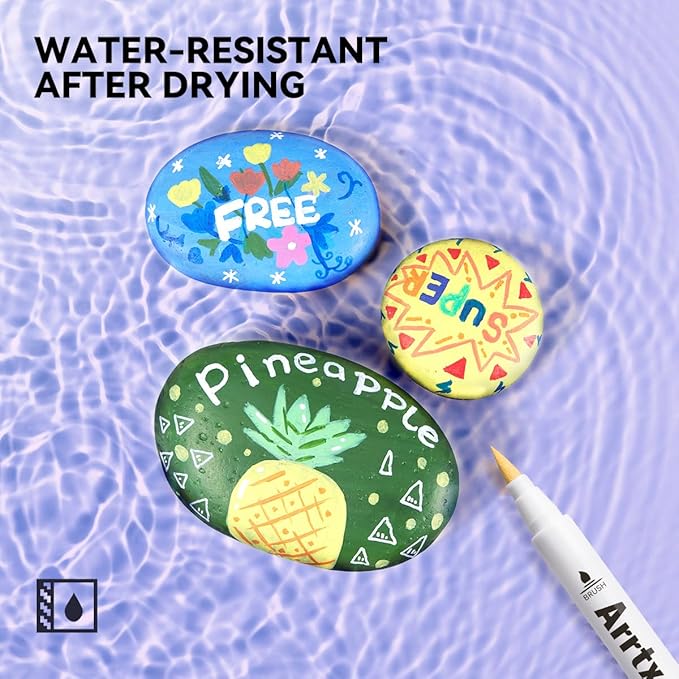 Arrtx Acrylic Markers 30A,Brush Tip Acrylic Paint Pens Markers for Rock Painting, Wood, Ceramic,Glass,Canvas,Metal,Plastic, Fabric, Stone & DIY Projects