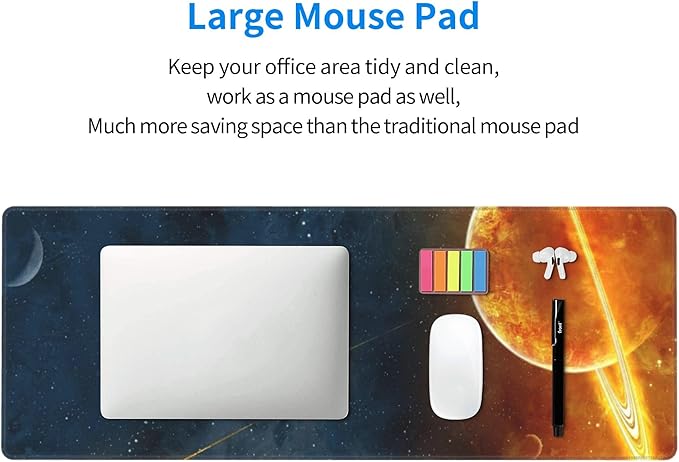 Cosmic Planet Comet Large Mouse Pad, Gaming Desk Mat, XL Keyboard Desk Pad Mat for Desktop, 31.5"x11.8" Non-Slip Base Big Mousepad with Stitched Edges
