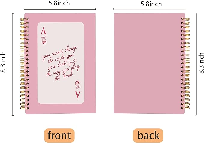 Preppy Pink Ace Card Notebook Journal, Trendy Funky Y2K Retro Pink Notebook Journal, Girly Notebook, Preppy Gifts For Women, Pink Office Supplies, Pink Spiral Notebook 5.5x8.3inch