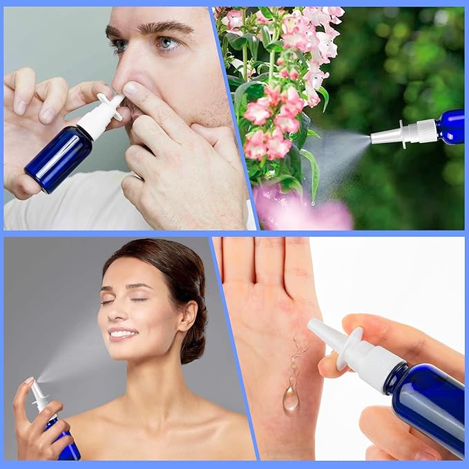 10 Pcs Nasal Spray Bottle Empty, 30ML/1oz 6 Pcs Refillable Nasal Spray Bottle Fine Mist Glass with 2 Pcs Funnels and 2 Pcs Labels