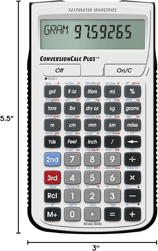 Calculated Industries 8030 ConversionCalc Plus Ultimate Professional Conversion Calculator Tool for Health Care Workers, Scientists, Pharmacists, Nutritionists, Lab Techs, Engineers and Importers
