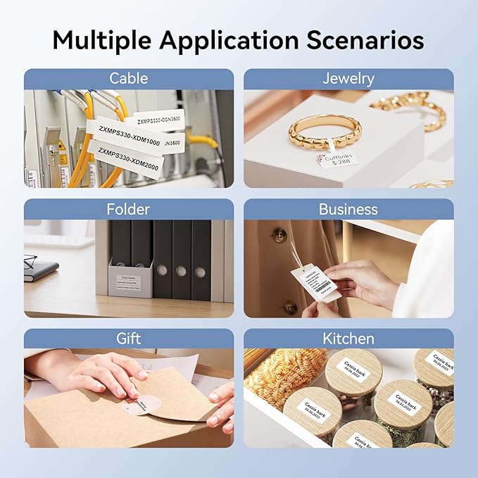 NIIMBOT 2 Rolls Labels for B1/B21/B31 Label Maker, 40 x 30 mm (1.57'' x 1.18'') 230 Labels/Roll, Thermal Label Tape for Home Office Small Business Labeling Tape Replacement(Clear)