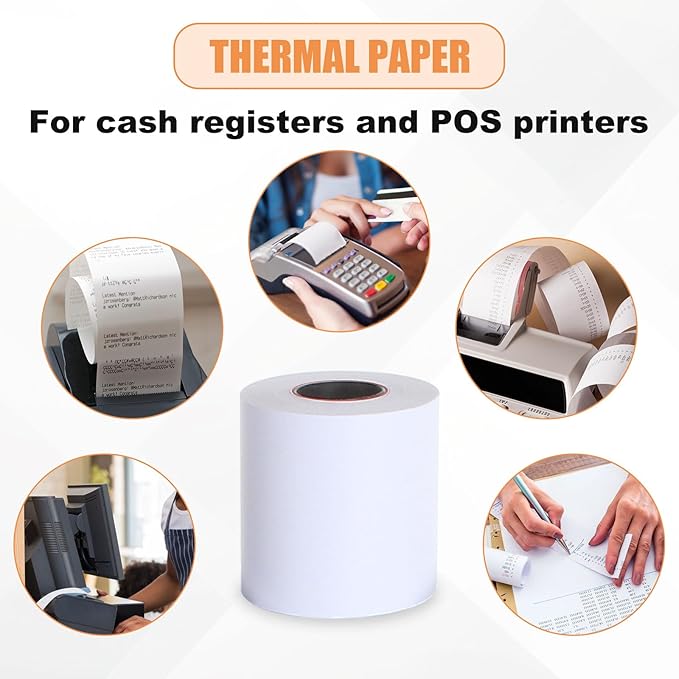 24 Pack 2 1/4" x 98 ft Adding Machine/Calculator Rolls Adding Machine Tape Paper Receipt Paper for Cash Registers, Printing Calculators
